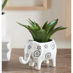 Mainstays 7.5" Artificial Agave Plant in White Ceramic Elephant Planter